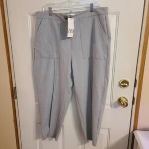 Zara ref TAPERED FIT PLEATED HEM PANTS grey marl 2169/508/803 Size XL